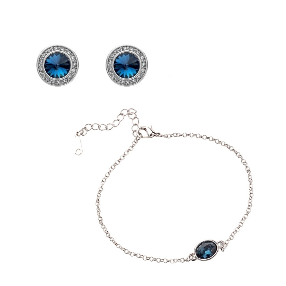 Montana Crystal Oval Bracelet and Halo Stud with Swarovski Crystals